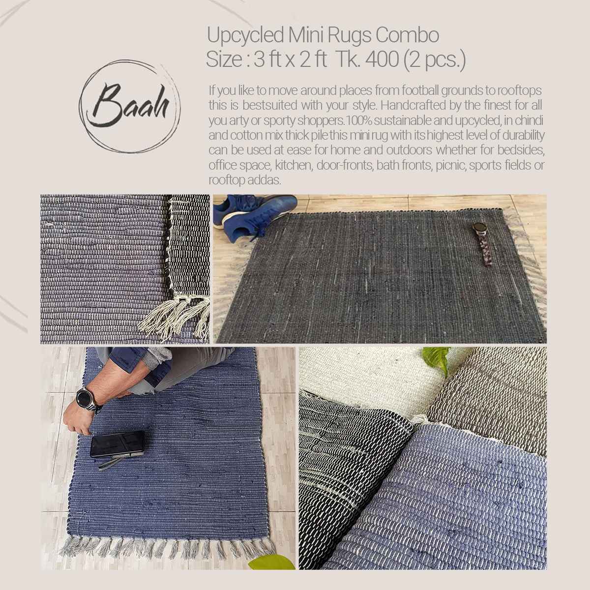 Upcycled Mini Rugs Combo 3'x2' (2pcs)