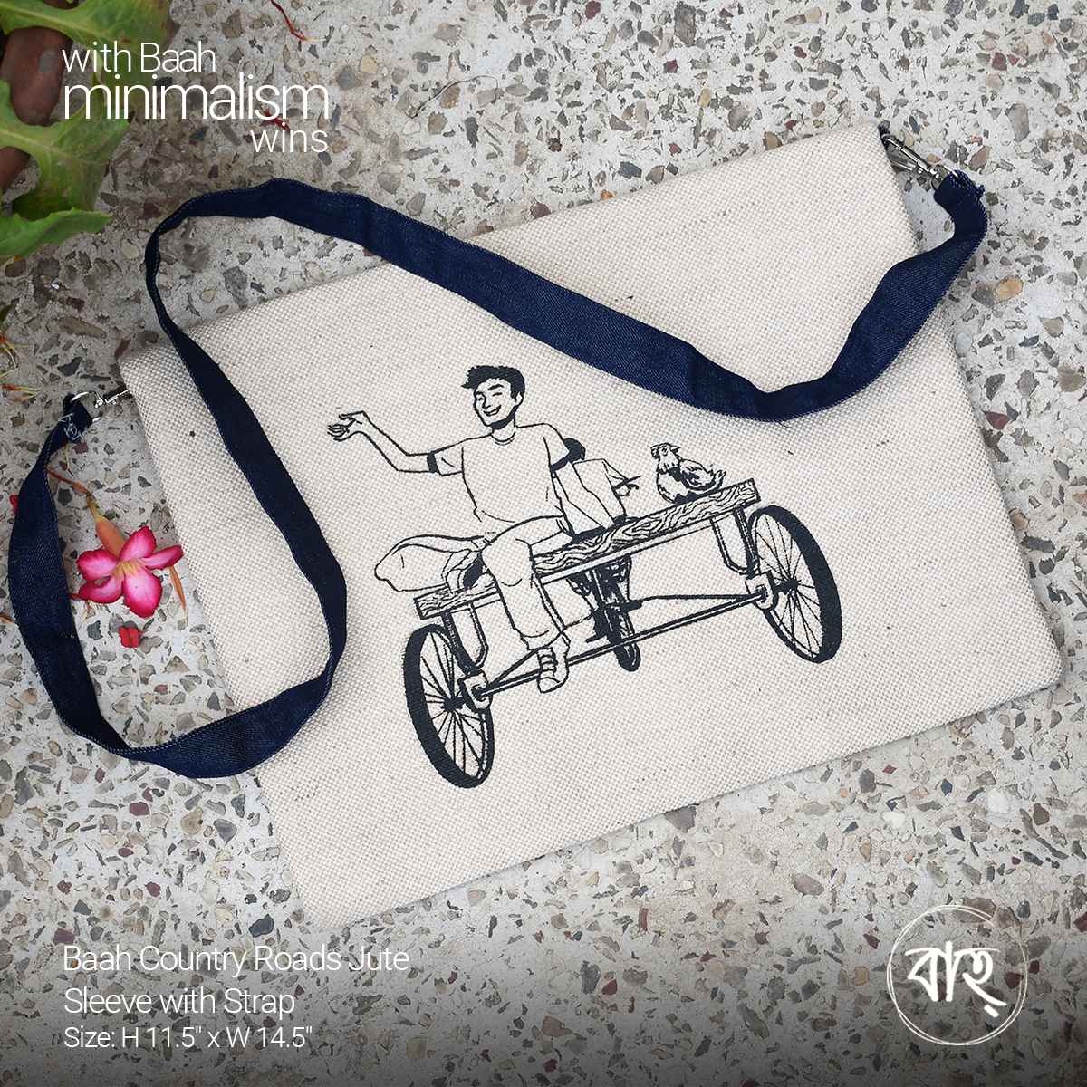 Baah Country Roads Jute Sleeve with Strap