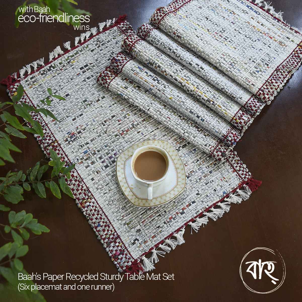 Baah's Paper Recycled Sturdy Table Mat-Set of 8
