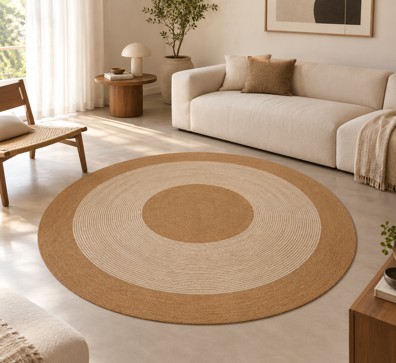 Baah Gold Dust in Stripes Jute Rug Large