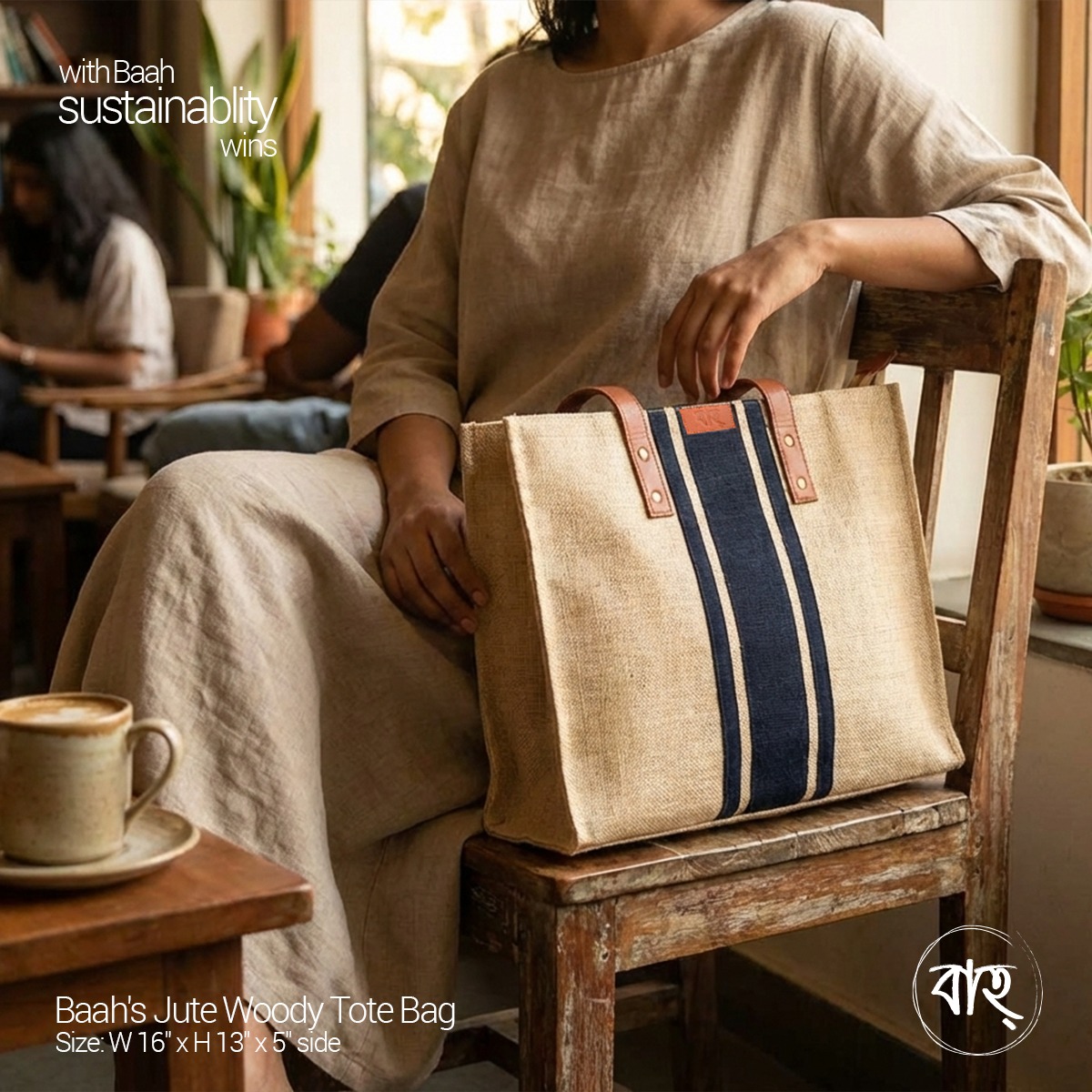 Baah's Jute Woody Tote Bag